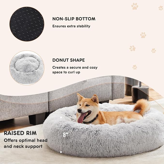 Sweetcrispy Donut Dog Bed, Large Round Calming Cat Bed - Image 3