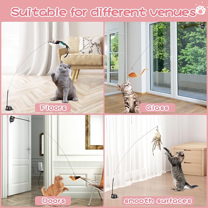 Interactive Bird Simulation Cat Toy Set, Cat Wand Toys, Wand Self-Holding - Image 3