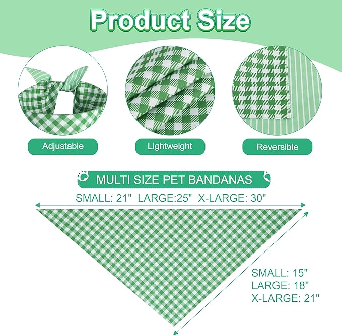 Dog Bandana Green Large 1PCS, Summer Spring Scarf - Image 3