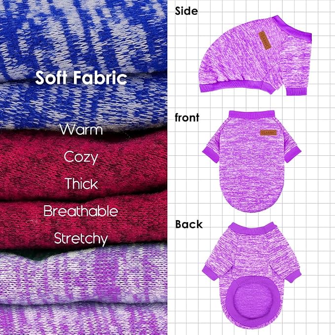 3 Pack Dog Sweaters for Small Dogs Girl Boy Winter Fleece Clothes Warm Soft Dog - Image 4