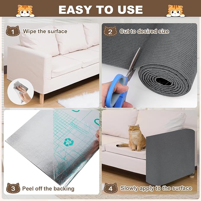 Cat Scratch Furniture Protector, 78.7"x15.8" Cat Scratching Mat, Trimmable - Image 6