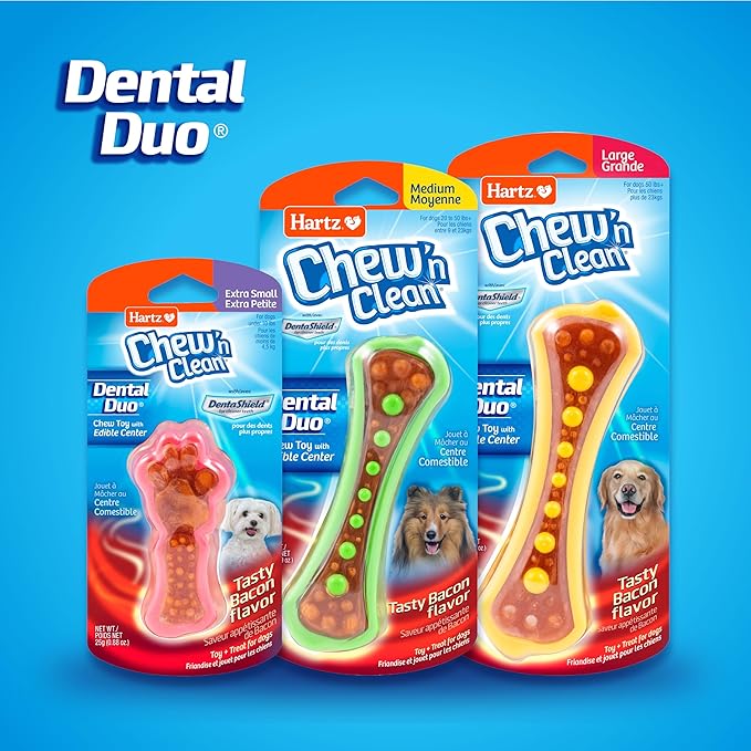 Hartz Chew 'n Clean Dental Duo Dog Treat & Chew Toy, Color Varies, 3 Pack - Image 6