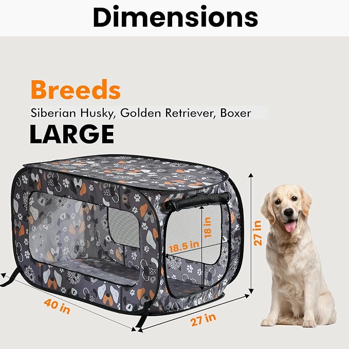 Beatrice Home Fashions Portable, Collapsible, Pop Up Kennel Travel Cat and Dog - Image 2