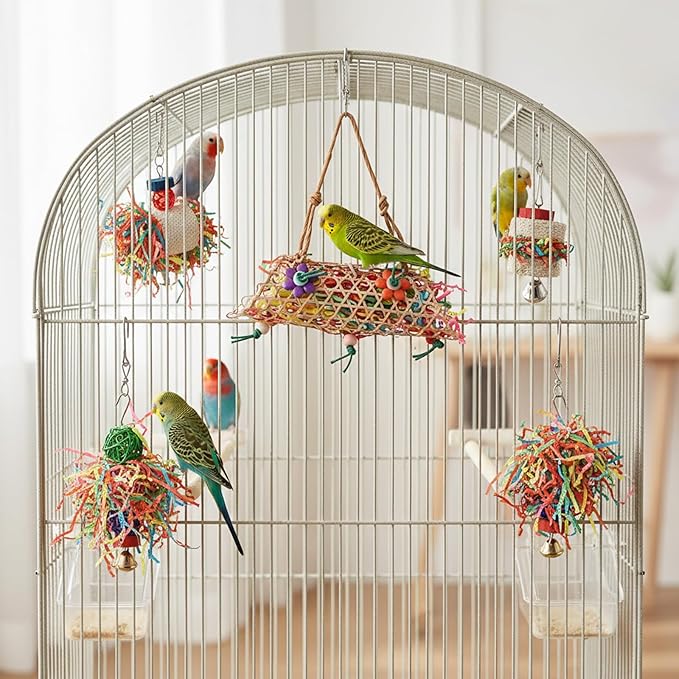 Morezi Bird Swing for cage Parakeet Parrot Swing Wood Ladder Toy Accessories - Image 6