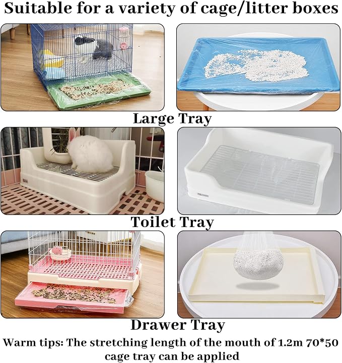 BNOSDM 100 PCS Disposable Rabbit Cage Liner Plastic Guinea Pig Cage Bedding - Image 7