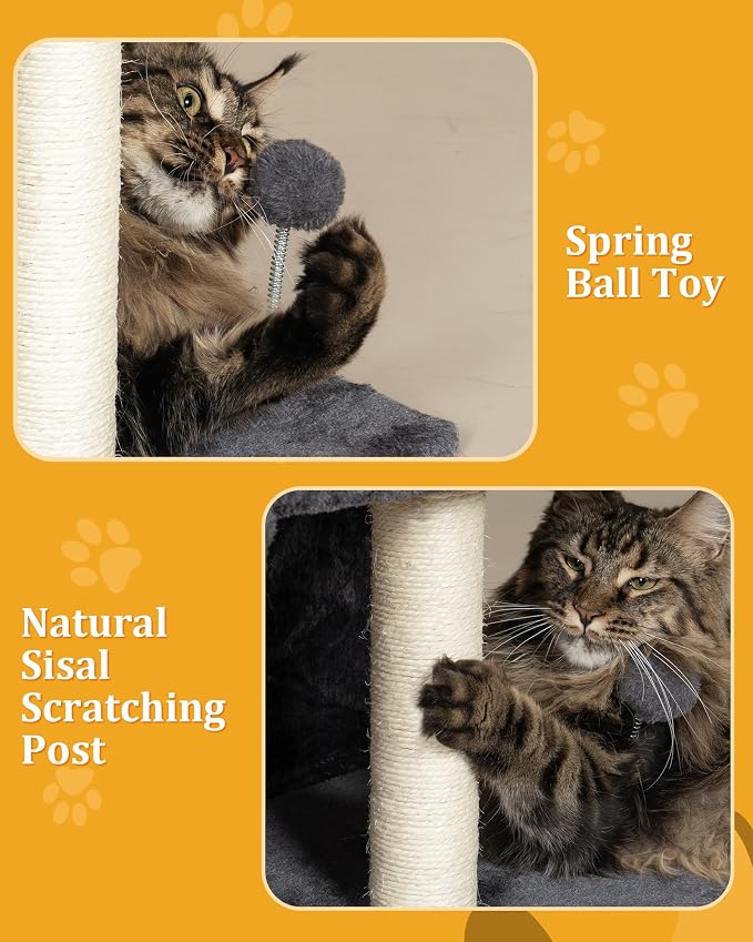 XL Cat Tree Tower for Large Adult Cats 20 lbs+, 25in Perch Bed, Condo Cave for - Image 5