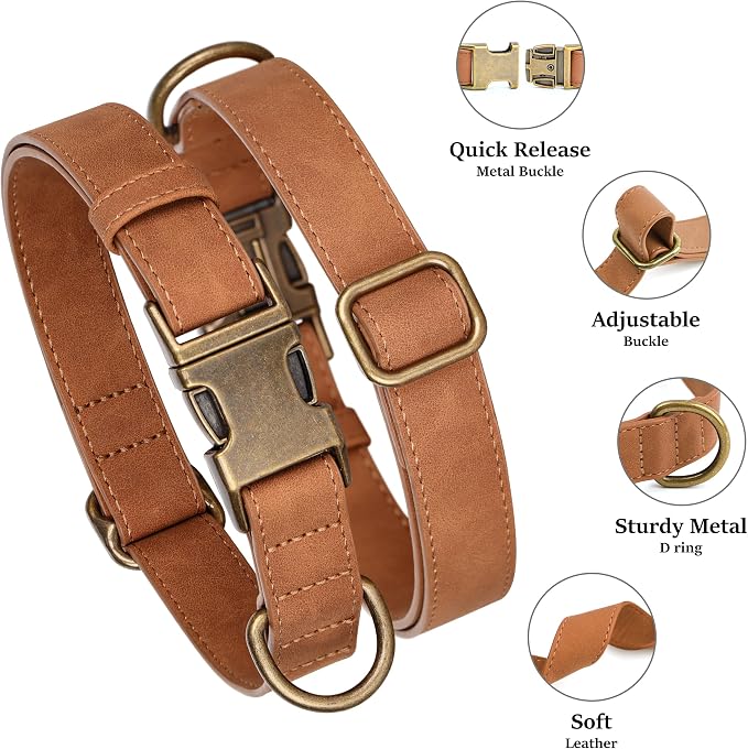 Didog Soft PU Leather Dog Collar, Stylish Quick Released Dog Collar - Image 2