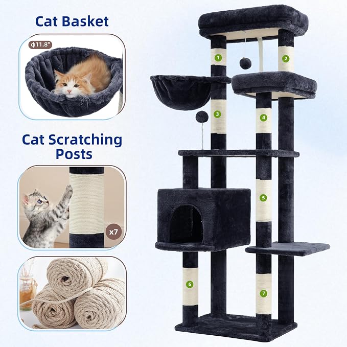 Cat Tree for Indoor Cats, 55.1 inch Cat Tower - Image 5