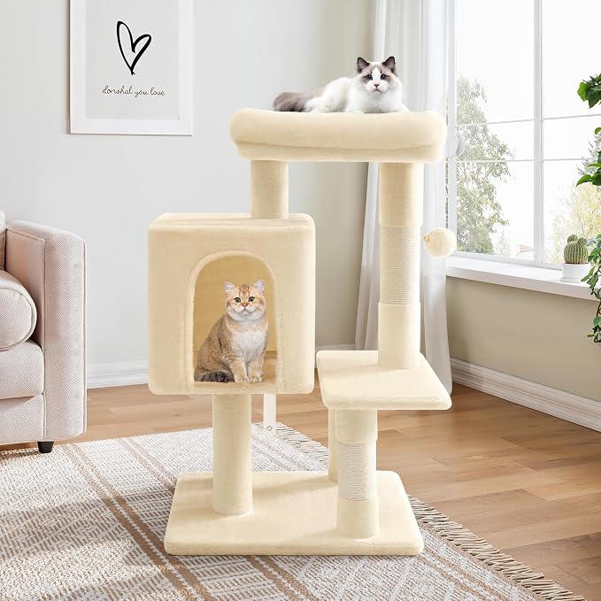 Allewie 29 Inches Cat Tree Tower/Plush Perches Platform/Condo/House/Sisal by Allewie
