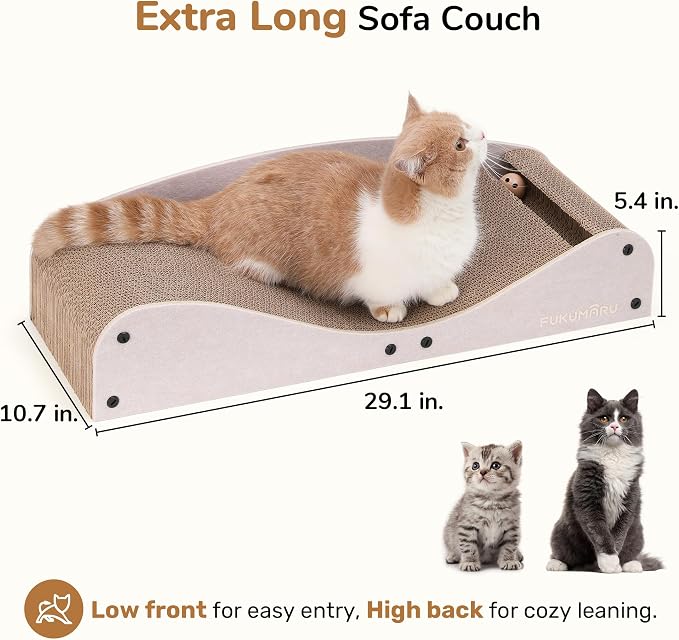 FUKUMARU Cardboard Cat Scratcher Bed, Extra Long 29.1 Inch Cat Scratch Bed - Image 5