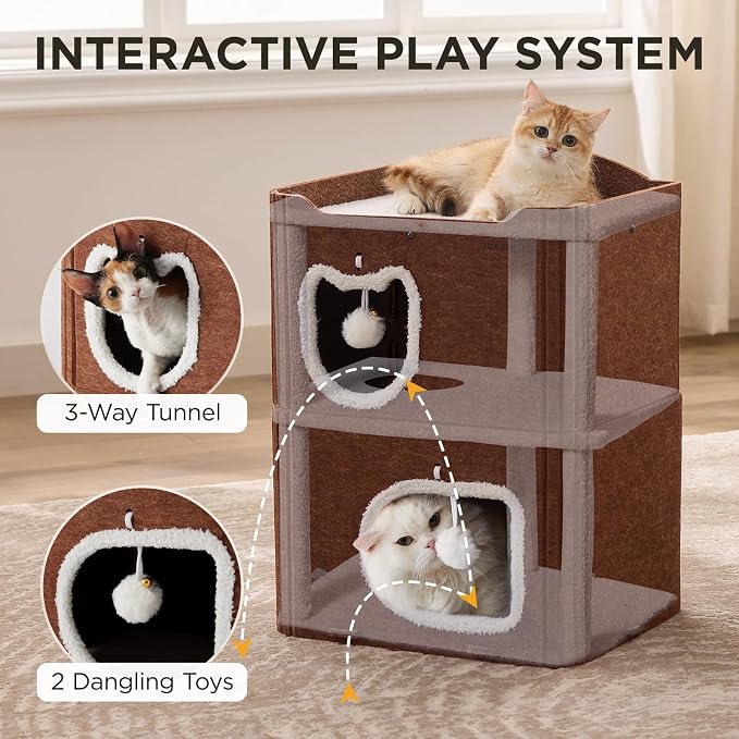 Joydeco Cat House for Indoor Cats, 2 Story Scratch Resistant Felt Cat Condo - Image 3
