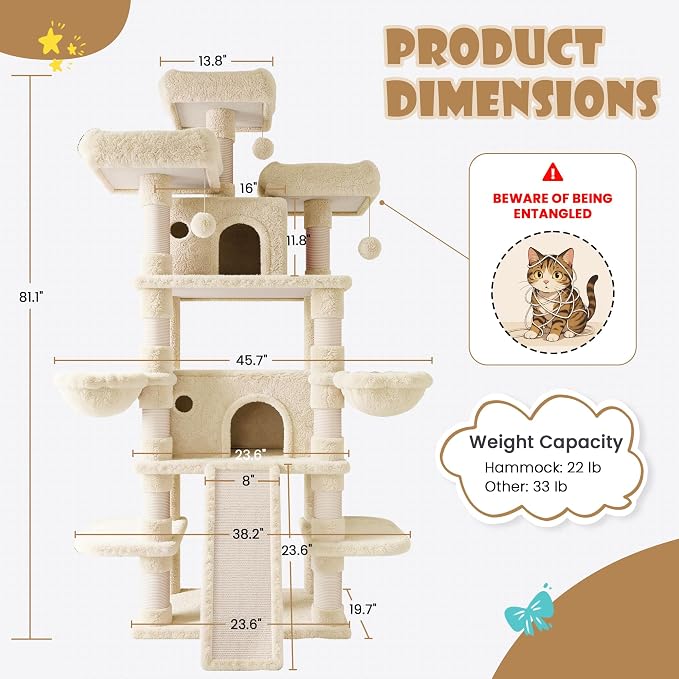 SHA CERLIN 81 Inches Extra Large Cat Tree - Image 7