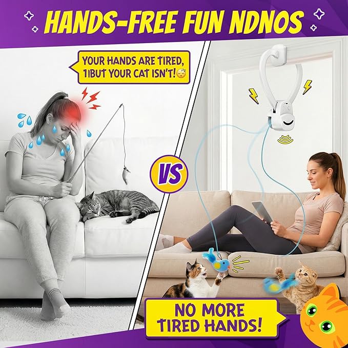 Interactive Cat Toys for Indoor Cats: Automatic Flying Bird Feather Wand Chase - Image 3