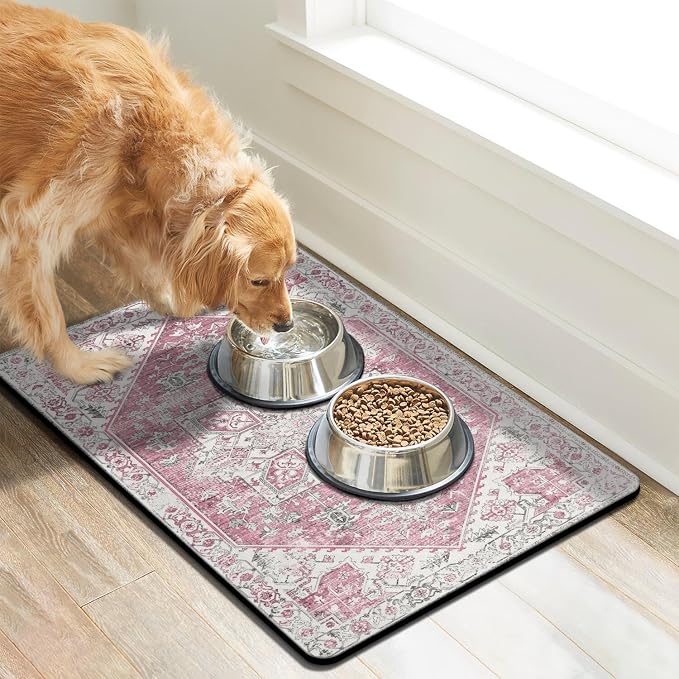 Dog Food Mats for Floors, Absorbent Dog Bowl Mat for Food and Water Dispenser - Image 2