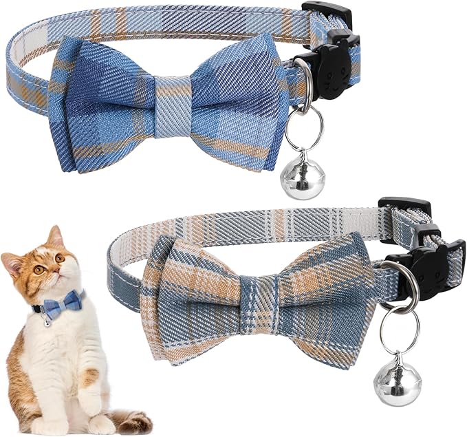 2Pcs Cat Collar Breakaway, Cute Plaid Cats Collar by Unknown