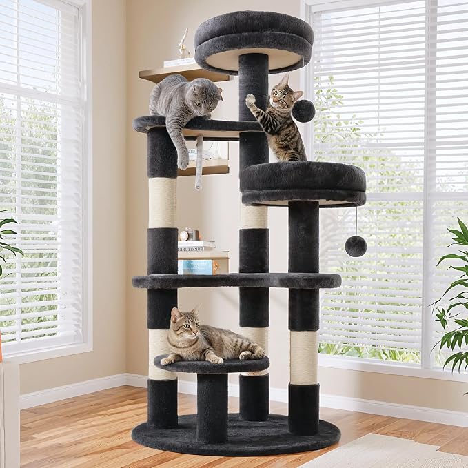 Allewie 55.5 in Cat Tree for Indoor Kitties/Soft Plush Perches/Multi-Level Cat - Image 2