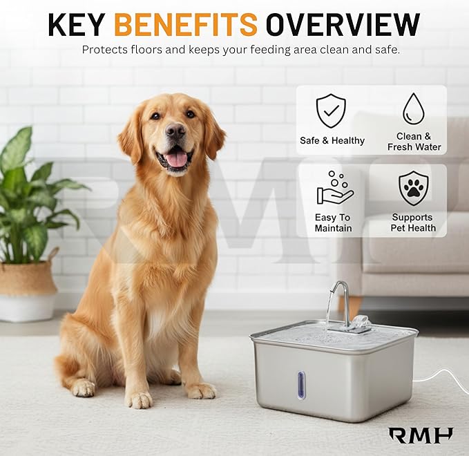 RMH 7L Stainless Steel Dog & Cat Water Fountain - Image 3