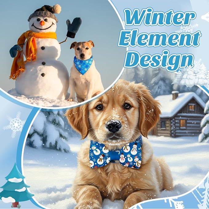 Sanwuta 50 Pcs Winter Dog Bandanas Bulk and Charm Collar Bow Ties Set 25 - Image 2