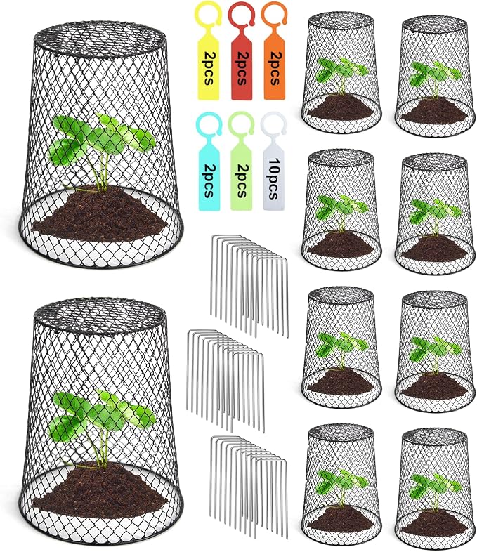 10 Pcs 6.8"×7.4" Seedling Plant Protectors from Animals, Chicken Wire Plant by Doksving
