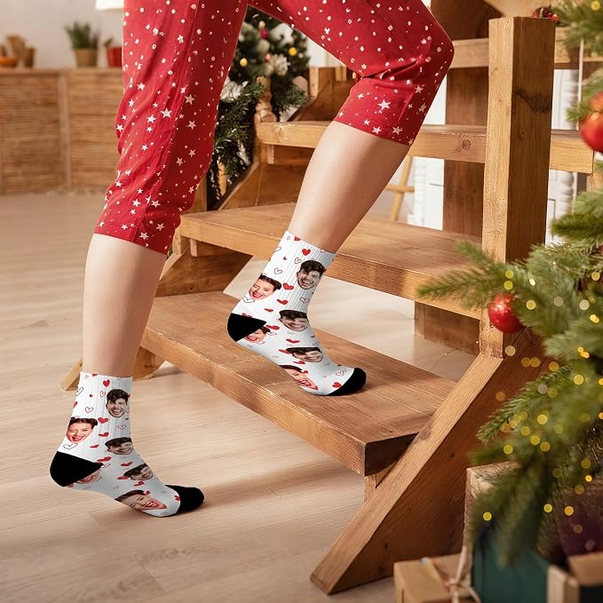 D-Story Custom Face Socks, Personalized Photo Picture on Socks, Unisex Athletic - Image 2