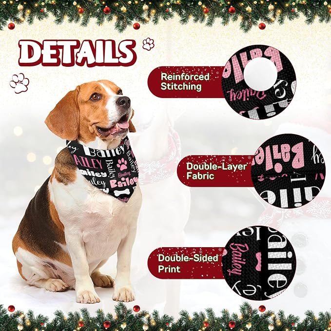 Personalized Dog Bandanas Custom Neckwear Name Button Anti-loosening Dog Scarf - Image 3