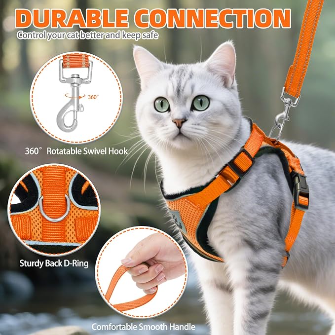 PUPTECK Cat Harness and Leash Set Escape Proof Reflective Cat Walking Harness - Image 6