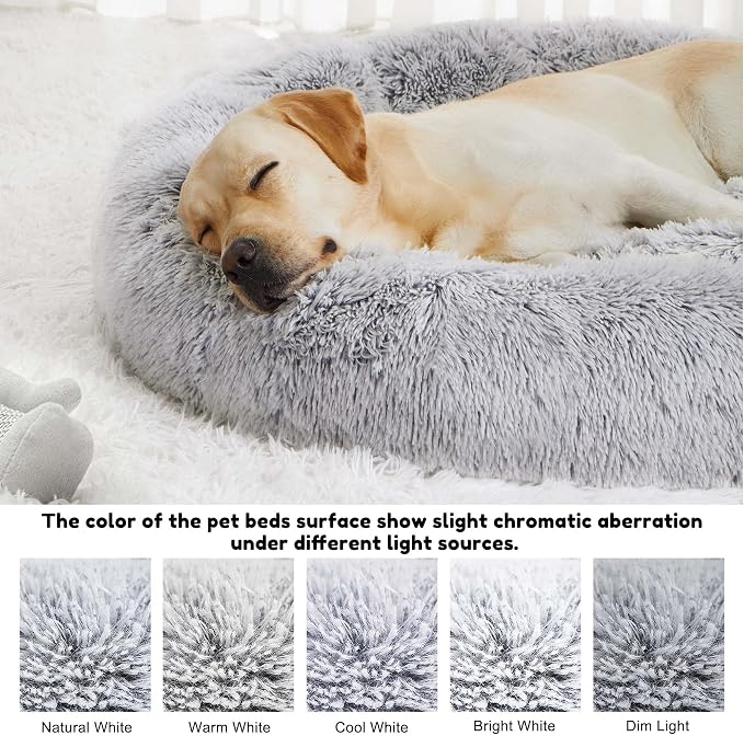 Calming Dog Bed & Cat Bed, Anti-Anxiety Donut Dog Cuddler Bed, Warming Cozy - Image 3