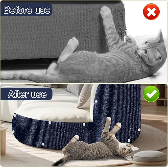 Cat Scratching Mat, 118.5"x15.9" Trimmable Self-Adhesive Cat Scratch Carpet - Image 4