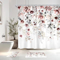 4 PCS Pink Floral Flower Shower Curtain Set 72Wx72H Inch Watercolor Pastel by Ufeela