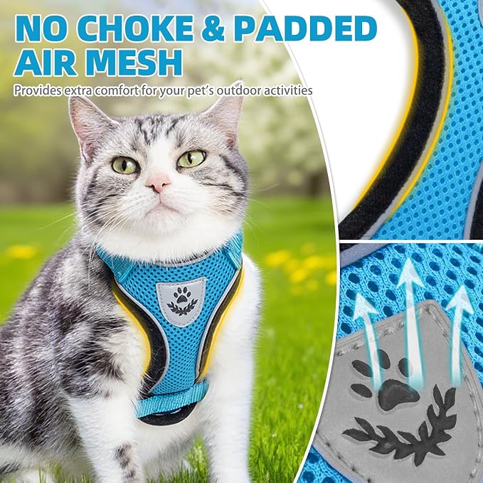 PUPTECK Cat Harness and Leash Set Escape Proof Reflective Cat Walking Harness - Image 2