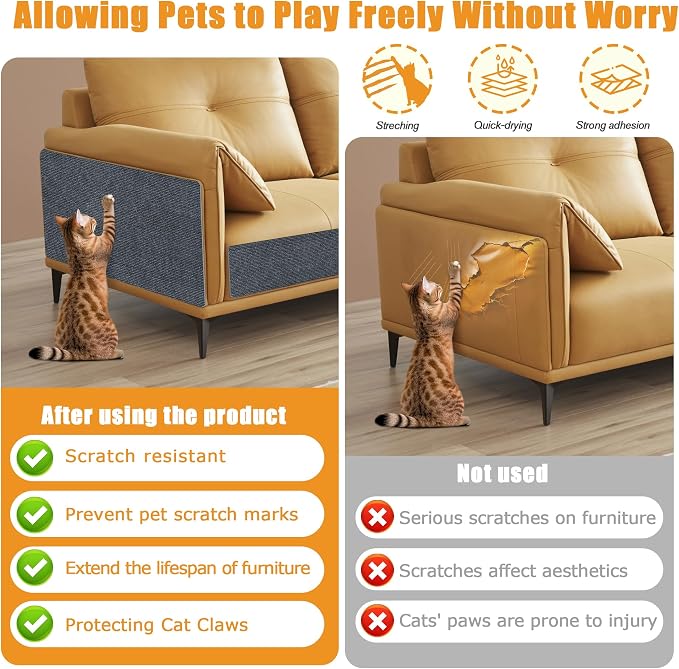 cat Scratching mat Self-Adhesive, Trimmable Furniture Protector - Image 3