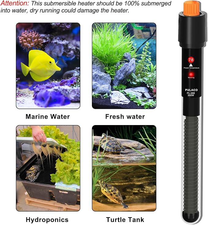 PULACO 300Watt Aquarium Heater for 50-70 Gallon Fish Tank, Adjustable - Image 4