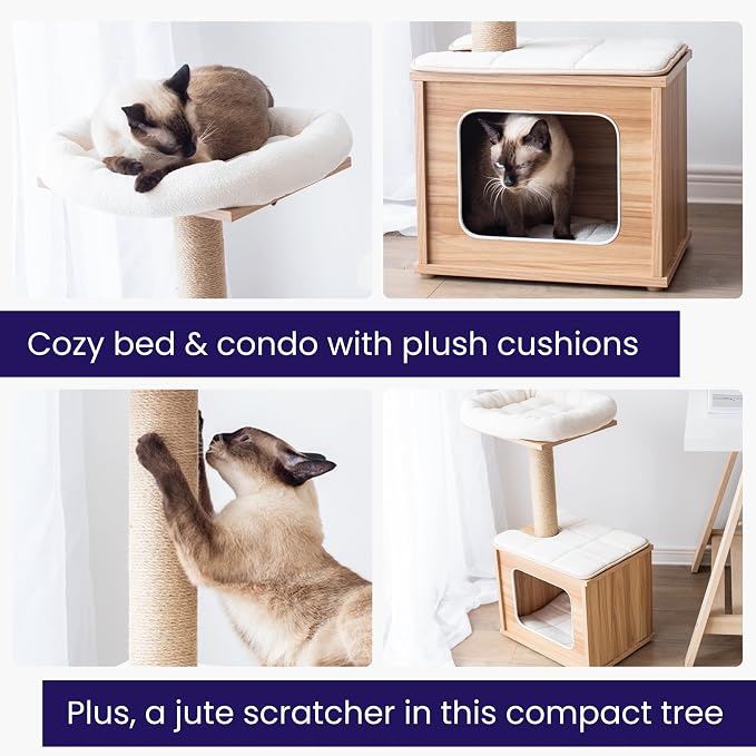 Catry 29.7" Tall 3 Level Laminated Wood Cat Tree - Image 7