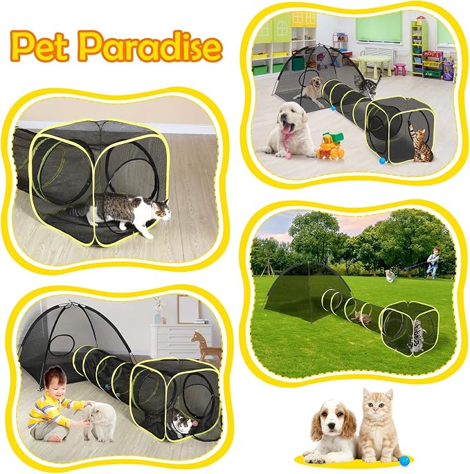 Outdoor Cat Enclosures for Indoor, Portable Mesh Tent, Outdoor pet Tunnel - Image 3