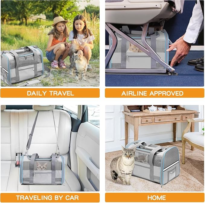 Soft-Sided Cat Carrier for Pets Up to 15lbs, Airline Approved Under-Seat Travel - Image 5
