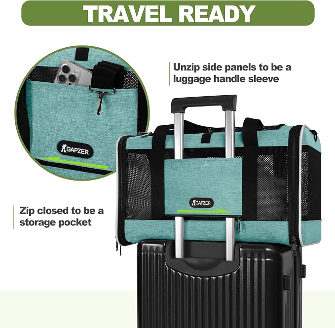 Cat Carrier 18"x11"x11" TSA Approved Ventilated Top Open Softsided Pet Air - Image 6