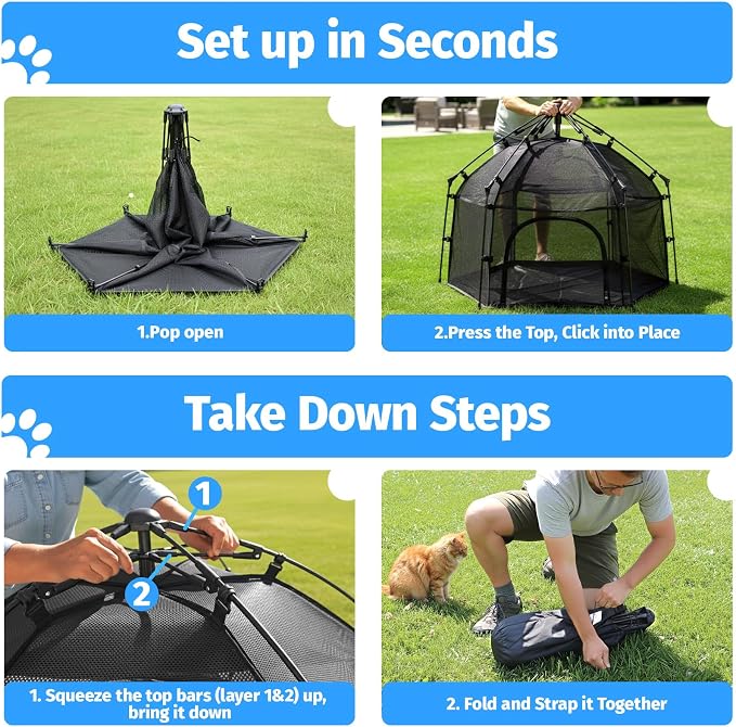EighteenTek® Catio Outdoor Cat Enclosure 3-Tier Pop up Cat Tent Playpen | - Image 6