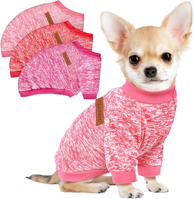 3 Pack Dog Sweaters for Small Dogs Girl Boy Winter Fleece Clothes Warm Soft Dog by BAOBICUTE