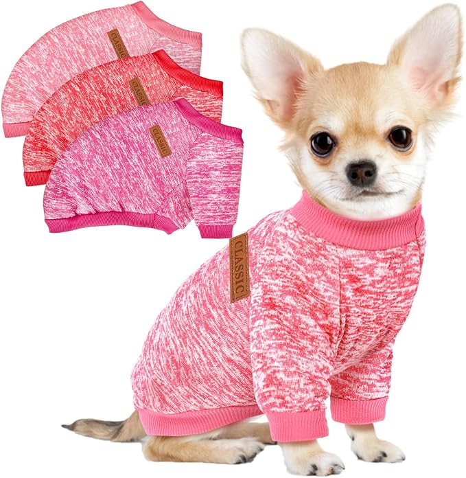 3 Pack Dog Sweaters for Small Dogs Girl Boy Winter Fleece Clothes Warm Soft Dog by BAOBICUTE