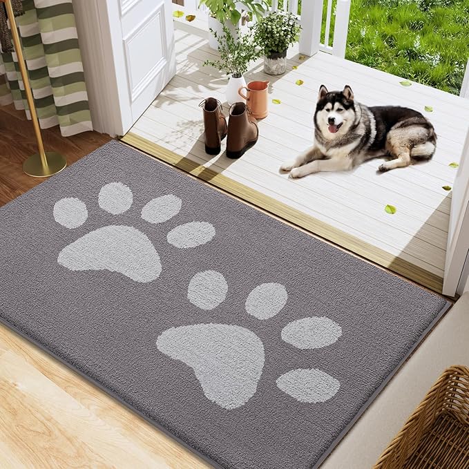 Buganda Dog Door Mat for Muddy Paws, Absorbent Dirt Trapper Washable Indoor by Buganda