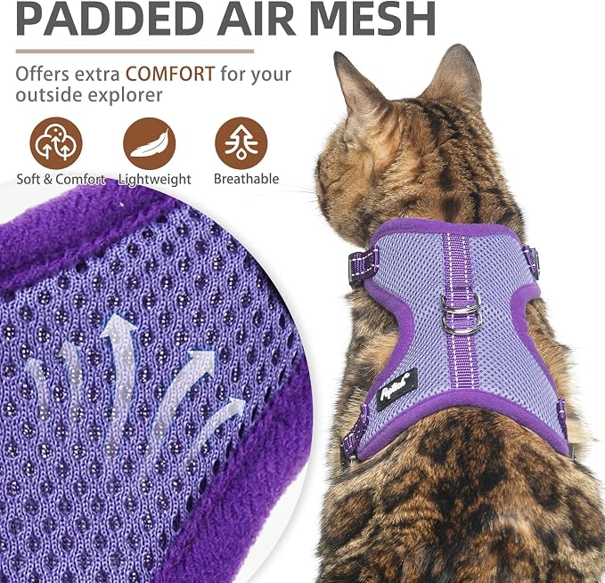 PUPTECK Cat Harness and Leash Set Escape Proof, Reflective Adjustable Soft Mesh - Image 2