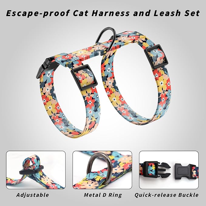 Cat Harness and Leash Set, Adjustable Kitten Harness Escape Proof Cats Harness - Image 4