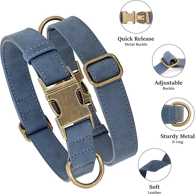 Didog Soft PU Leather Dog Collar, Stylish Quick Released Dog Collars - Image 2