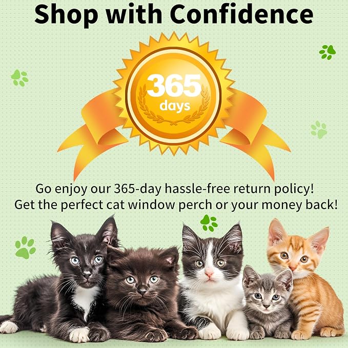 Cat Window Perch with Wooden Frame – Aloxina Foldable Cat Hammock Bed - Image 7