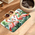 Pink Flamingo Dog Food Mat, Plam Leaves Absorbent Pet Feeding Mat by Unknown