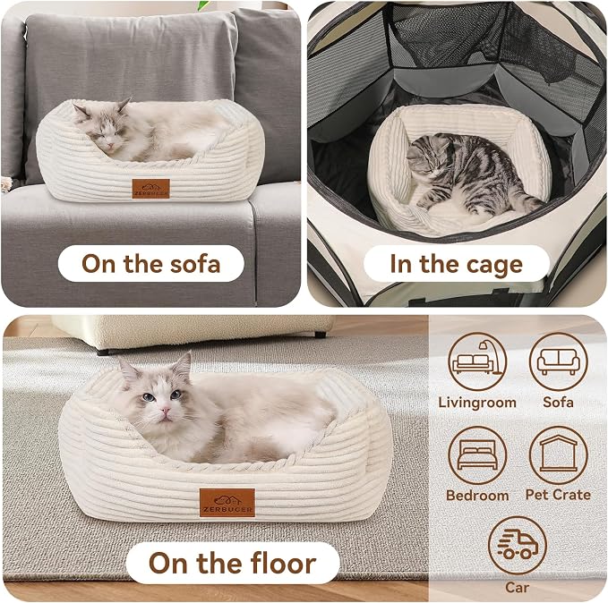 Cat Dog Bed for Pets, Rectangle Pet Bed Gift for Puppy and Kitten, Machine - Image 3