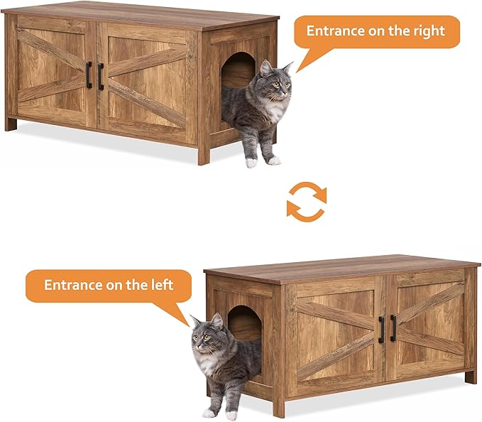 Homhedy 39.4" L Cat Litter Box Enclosure, Pet House - Image 4