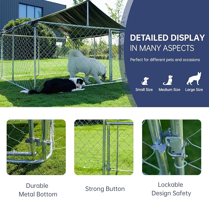 Petonly Outdoor Dog Enclosure Heavy Duty Dog Kennel House Mesh Dog Big Cage Pet - Image 3