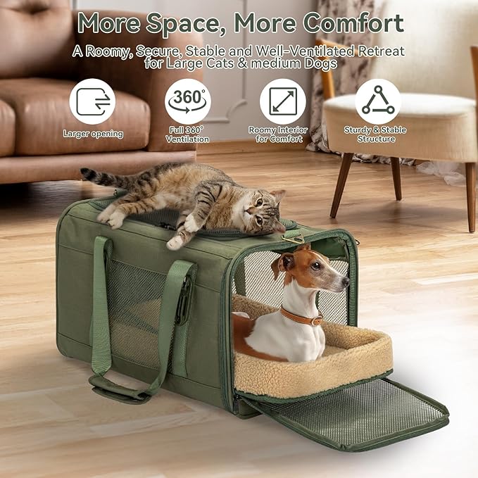 Petsfit 19x12x12 Pet Carrier for Large Cats, Soft-Sided Small Dog Travel Carrier - Image 5
