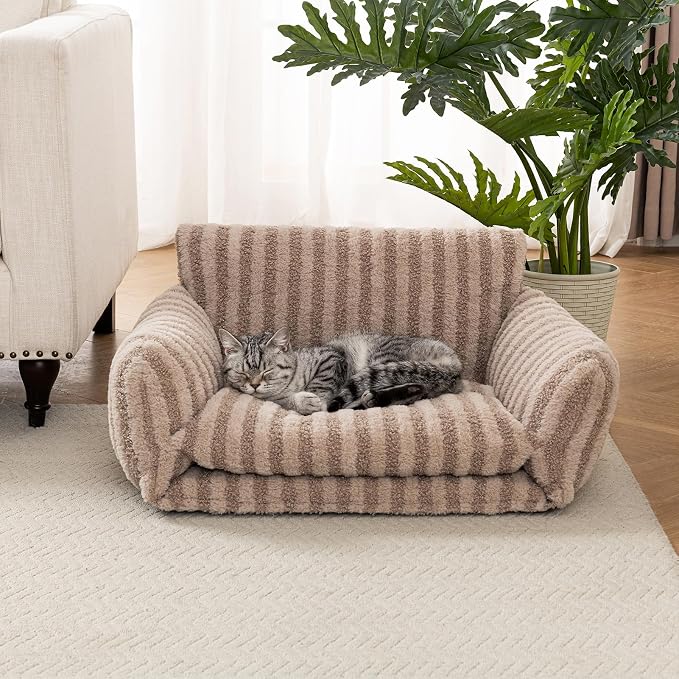 Hollypet Cat Bed Fluffy Plush Mutifuctional Double-Layer Soft Pet Couch - Image 4
